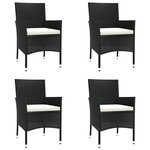 vidaXL Ensemble de bistro de jardin 5 Pièces coussins noir poly rotin