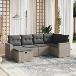 vidaXL Salon de jardin 6 Pièces avec coussins gris résine tressée