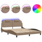 vidaXL Cadre de lit avec LED sans matelas cappuccino 160x200 cm