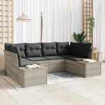 vidaXL Ensemble de Canapé de Jardin 6 Pièces avec Coussins Gris Clair Poly Rattan