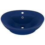 vidaXL Lavabo ovale à trop-plein Bleu foncé mat 58 5x39 cm Céramique