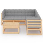 Salon de jardin meuble d'extérieur ensemble de mobilier 6 pièces avec coussins bois de pin massif 02_0016679