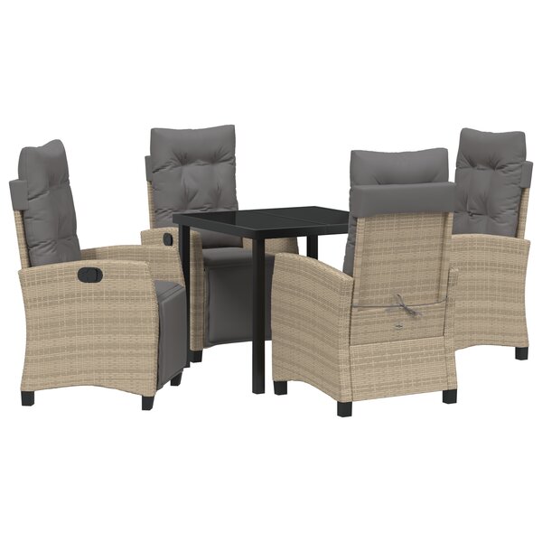 vidaXL Ensemble de salle à manger de jardin 5 pièces beige rotin PE