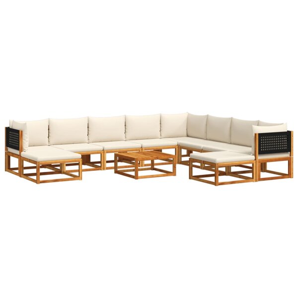 vidaXL Salon de jardin avec coussins 11 Pièces bois massif d'acacia