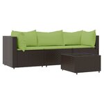 vidaXL Salon de jardin 4 Pièces avec coussins Marron Résine tressée