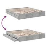 vidaXL Cadre de lit avec tiroirs sans matelas gris béton 200x200 cm