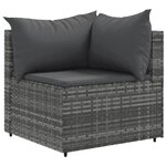 vidaXL Salon de jardin 4 Pièces avec coussins Gris Résine tressée