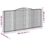 vidaXL Paniers à gabions arqués 9 Pièces 400x30x180/200 cm Fer galvanisé