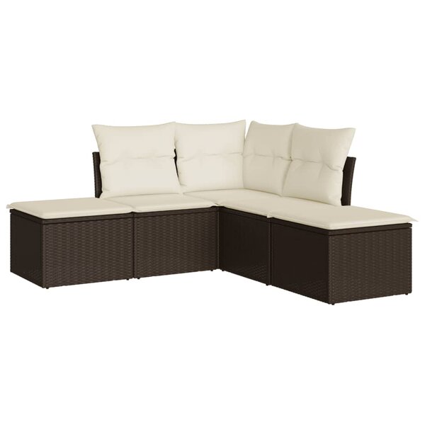 vidaXL Salon de jardin avec coussins 5 Pièces marron résine tressée