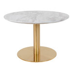 Table de bar plateau aspect marbre et pied laiton Ø 70 x 45cm