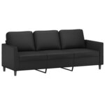 vidaXL Ensemble de canapés 3 Pièces avec coussins Noir Similicuir