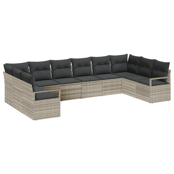 vidaXL Ensemble de Canapés de Jardin de 10 Pièces avec Coussins en Rotin Synthétique Gris Clair