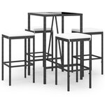 vidaXL Ensemble de bar de jardin 5 Pièces avec coussins noir poly rotin