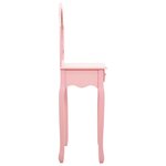 vidaXL Coiffeuse et tabouret Rose 65x36x128 cm Bois de paulownia MDF