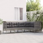 vidaXL Salon de jardin 5 Pièces avec coussins Gris Résine tressée