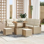 Ensemble Canapé Jardin 8 Pièces avec Coussins Beige Poly Rotin Acacia