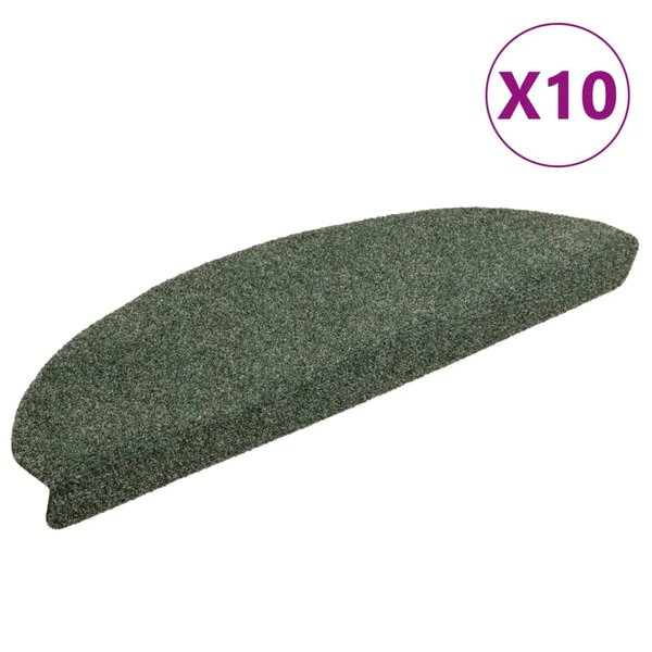 vidaXL Tapis autoadhésifs de marches 10 Pièces Vert 65x21x4 cm Aiguilleté