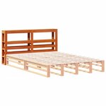vidaXL Tête de lit avec étagères marron cire 140 cm bois massif de pin