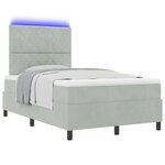 Lit box spring vidaXL avec matelas et lumière LED Gris clair 120x190 cm Velours