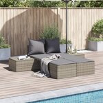 vidaXL Chaise longue double avec coussins gris résine tressée