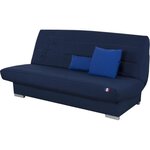 Banquette clic clac 3 places KYLIAN - Tissu bleu - 192 x 97 x 90 cm - Couchage 120 x 190 cm