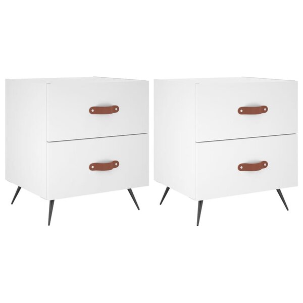 vidaXL Tables de chevet 2 Pièces blanc 40x35x47 5 cm bois d’ingénierie