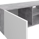 PILVI Meuble TV - Blanc et béton gris clair - L 180 x P 42 x H 37 cm