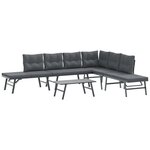 vidaXL Ensemble de bancs de jardin avec coussins 5 Pièces noir