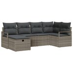 vidaXL Ensemble de Canapés de Jardin 6 Pièces avec Coussins Gris Poly Rattan