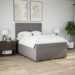 vidaXL Sommier à lattes de lit avec matelas Taupe 140x200 cm Tissu