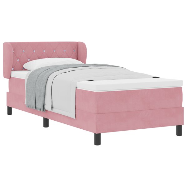 Lit à ressort avec matelas vidaXL Rose 90x190 cm Velours