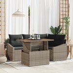vidaXL Ensemble de canapé de jardin 5 pièces avec coussins gris en poly rotin