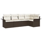 vidaXL Ensemble de 5 pièces de canapés de jardin avec coussins Marron Poly Rotin