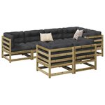 vidaXL Salon de jardin 7 Pièces avec coussins bois de pin imprégné