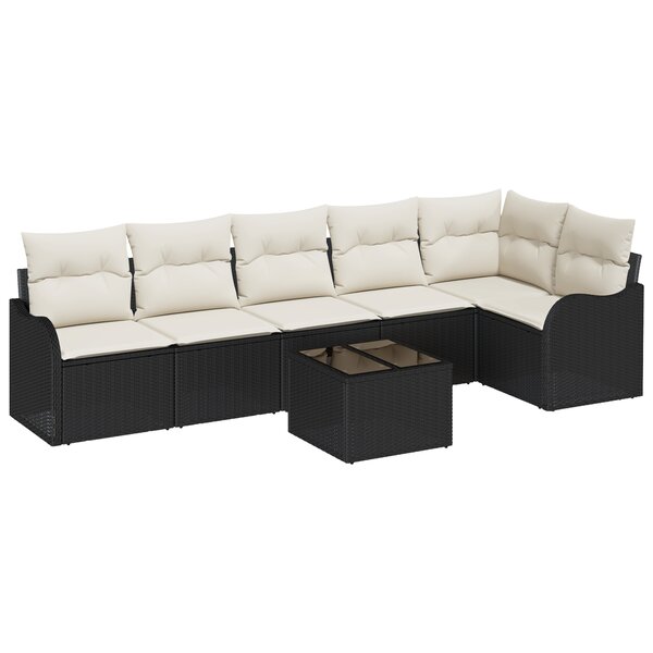 Ensemble de Canapés de Jardin de 6 pièces avec Coussins Rattan Polyéthylène Marron