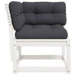 vidaXL Canapé d'angle de jardin et coussins blanc bois de pin massif