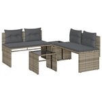 vidaXL Salon de jardin 4 Pièces avec coussins gris résine tressée