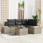 vidaXL Ensemble de canapé de jardin 5 pièces avec coussins Gris Polyrotin