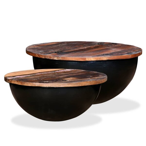vidaXL Ensemble de table basse 2Pièces Bois récupération massif forme bol
