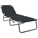 vidaXL Transat pliant Portable Noir en tissu Oxford 600D