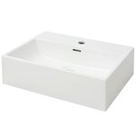 vidaXL Vasque avec trou de robinet en céramique Blanc 51 5x38 5x15 cm