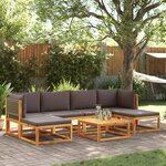 vidaXL Salon de jardin avec coussins 7 Pièces bois massif d'acacia