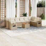 vidaXL Salon de jardin 11 Pièces avec coussins beige résine tressée