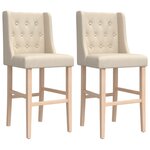 vidaXL Chaises de bar lot de 2 bois massif d'hévéa et tissu