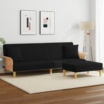 vidaXL Canapé-lit à 2 places et oreillers et repose-pied noir velours