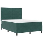 lit à ressorts vidaXL avec matelas vert foncé 140x200 cm en velours