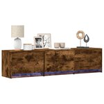 vidaXL Meuble TV avec LED chêne fumé 165x34x40 cm bois d'ingénierie