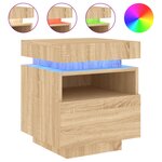 vidaXL Armoires de chevet avec lumières LED 2 Pièces chêne sonoma