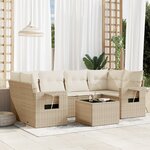 vidaXL Salon de jardin avec coussins 7 Pièces beige résine tressée