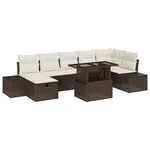 vidaXL Ensemble de Canapés de Jardin 8 Pièces avec Coussins Marron en Rattan Synthétique
